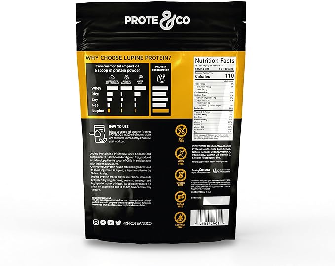 PROTE & CO - Lupin-Based Vegan Protein Powder, Banana Flavor, 1.41 Lb.