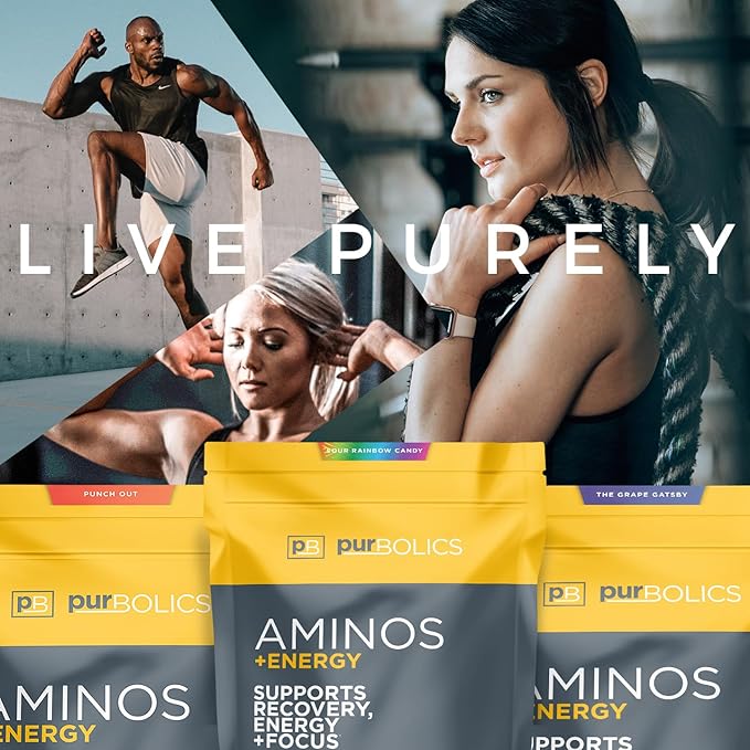 Aminos + Energy | Supports Recovery, Energy & Focus | 95mg of Caffeine, 0 Sugar & 60 Servings (Rainbow Candy)