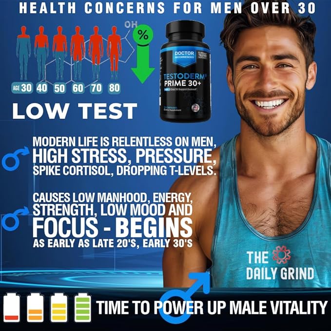 [Men Over 30, Power UP ]- Hair Thinning? Low Manhood Energy? Doctor endorsed, Comprehensive Support for Vitality, Manhood, Hair Support, Focus, All While combating Negative DHT Effects
