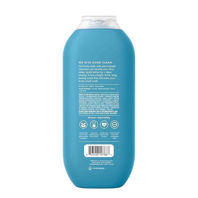 Method Men Body Wash, Glacier + Granite, Paraben and Phthalate Free, 18 FL Oz (Pack of 3)