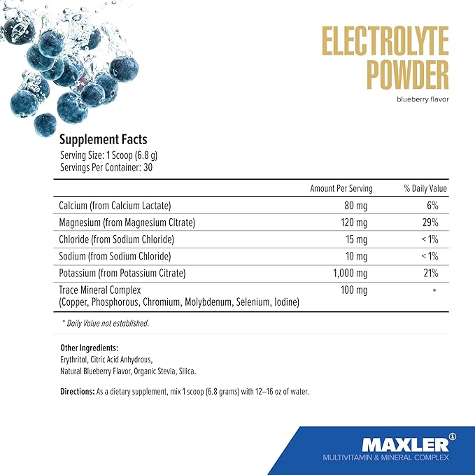 Maxler Electrolyte Powder - Hydration Powder Electrolyte Drink Mix with Trace Mineral Complex - Keto Electrolytes Powder with Natural Flavors and Sweeteners 30 Servings - Natural
