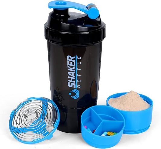 XTK 16OZ Bottle, Shaker Water Bottle with Protein Powder Storage, Mix Ball, Leak Proof for Fitness and Sports Activities, BPA Free