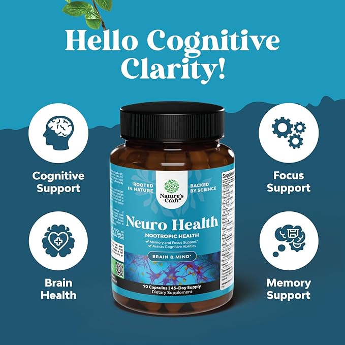 Advanced Nootropics Brain Support Supplement - Synergetic Mental Energy and Focus Supplement with Vitamins for Cognitive Enhancement - Mind and Memory Supplement for Brain Health 45 Servings
