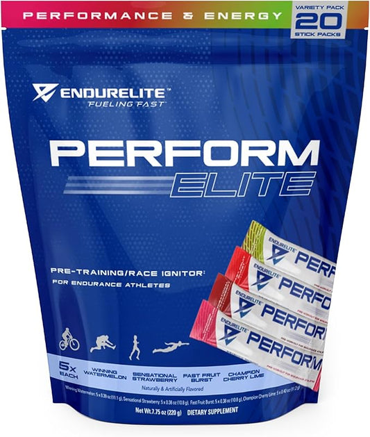 EndurElite Perform Elite- Pre Workout Powder Supplement- Pre-Workout for Endurance Athletes- 20 Serving Bag- Variety Pack