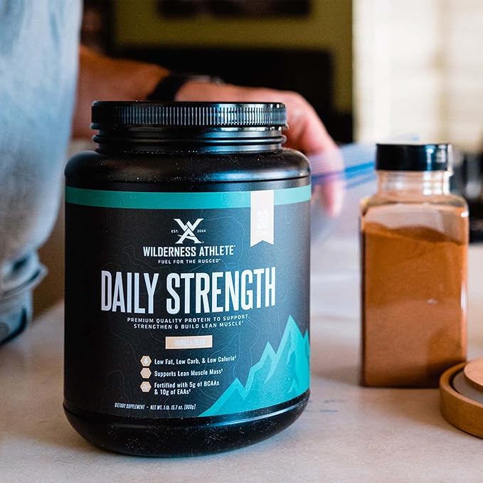 Wilderness Athlete - Daily Strength Premium Protein | Whey Protein Powder for Women & Men - Best Protein Powder for Lean Muscle - Clean Protein Powder with Whey Protein Isolate (Vanilla Bean)