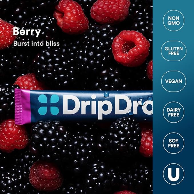 DripDrop Hydration - Berry - Electrolyte Drink Mix Single Serve Hydration Powder Packets | Non-GMO, Gluten Free, Vegan | 32 Sticks