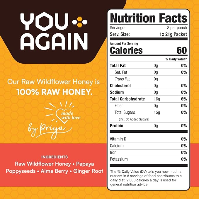 You Again Super Honey Wild Spiced Packets | Workout Clean Energy Gel Packs | Cycling, Endurance, Running Gel or Energy Snack | Paleo & Carnivore Snack | Gluten-Free | Made in USA | 8 Count