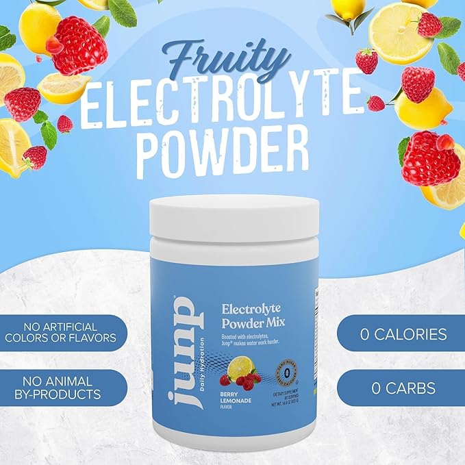 JUNP Electrolytes Powder No Sugar No Carbs – Fresh Ripe Berry Lemonade Drink Mix - Potassium & Salt Electrolyte Hydration Powder Zero Calorie Sugar Free Electrolyte Powder, Keto Friendly, 90 Servings (Pack of 2)