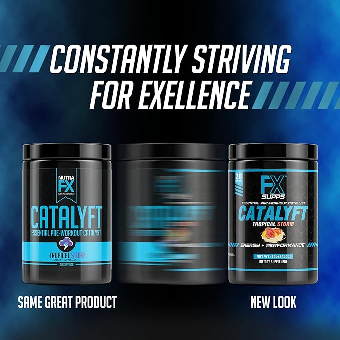 Catalyft Pre-Workout Powder Drink for Men & Women, Tropical Storm | Dietary Supplement Mix with Creatine, Caffeine & Beta-Alanine | for Energy Pump, Muscle Gain & Focus, 40 Servings (2 Pack)