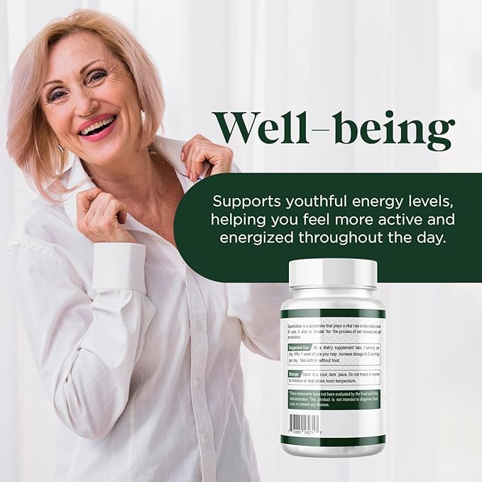 Spermidine (10mg of 99% Spermidine 3HCL - Third Party Tested) 120 Capsules - 100x More Potent Than Wheat Germ Extract, Telomere Health and Aging 120-Day Supply - As efficient as NMN