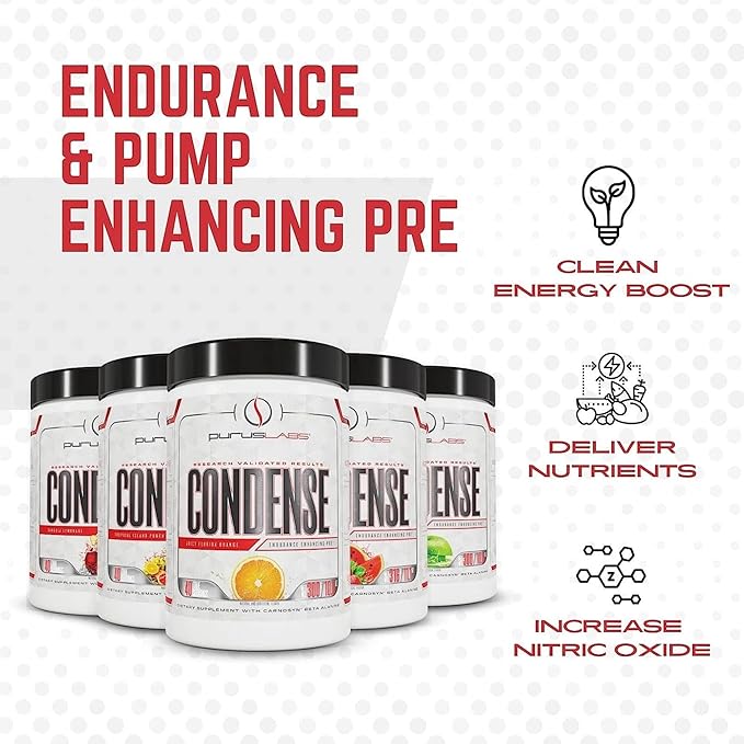 Purus Labs CONDENSE PreWorkout Powder, 40 Servings (Juicy Florida Orange)