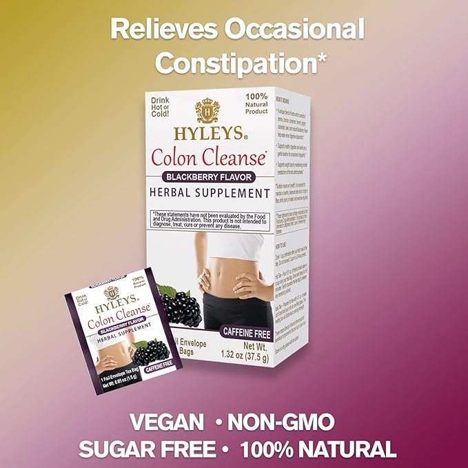 Hyleys Colon Cleanse Tea Blackberry Flavor - 25 Tea Bags (12 Pack - 300 Tea Bags Total)