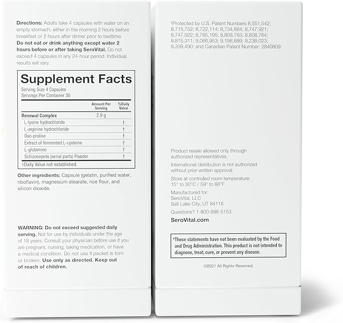 Serovital Renewal Complex, Serovital - Renewal Supplements - Female Critical Peptide Support - Revitalizer for Women, 120 Capsules (Pack of 1)