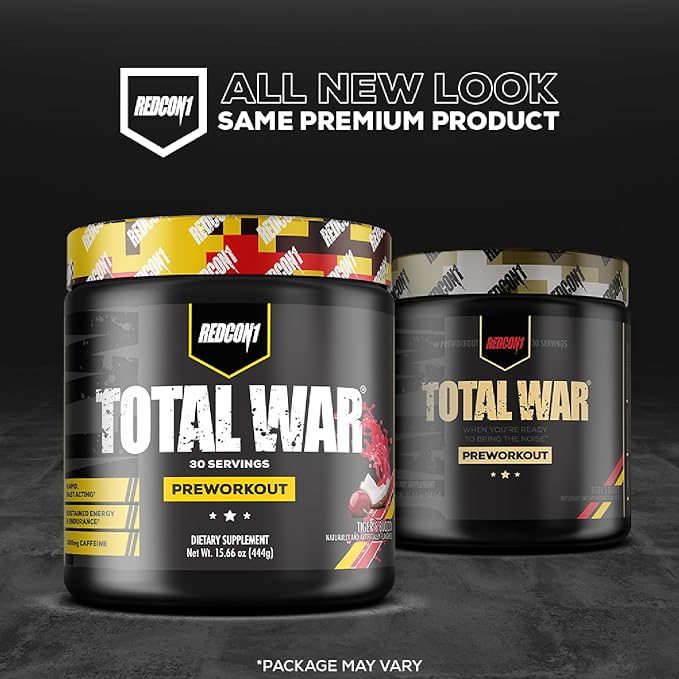 REDCON1 Total War Pre Workout - L Citrulline, Malic Acid, Green Tea Leaf Extract for Pump Boosting Pre Workout for Women & Men - 3.2g Beta Alanine to Reduce Exhaustion, Watermelon 30 Servings