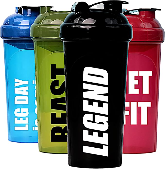 AYU [4 Pack] 24 OZ Shaker Bottle For Protein Mixes, Dishwasher Safe, Shaker Cups For Protein Shakes, Pre-Workout Shaker Cups, Blender Shaker Bottle Pack, Protein Shake Cup