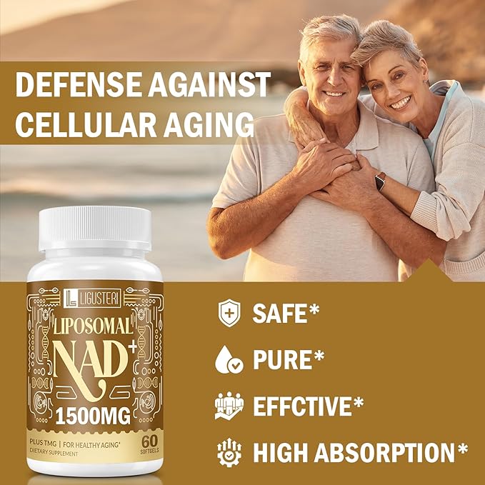 NAD Supplement 1500MG, Liposomal NAD+ Supplement with TMG, 98%+ Absorption, Pure NAD Plus, Non-GMO Aging Defense, Cellular Energy, Heart & Brain Function, Longevity, 240 Softgels