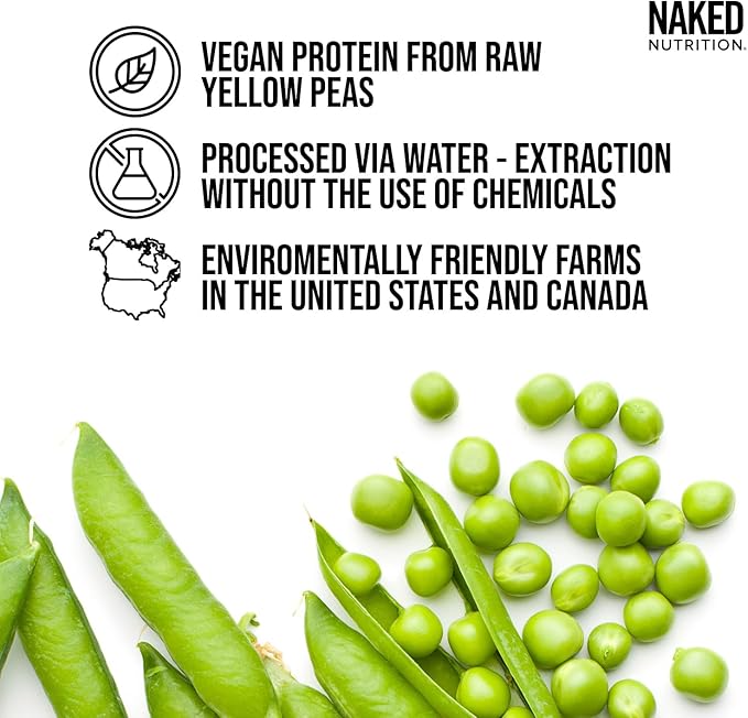 Naked Chocolate Pea Protein Isolate from North American Farms, Only 3 Ingredients, Chocolate Vegan Protein, Gluten-Free, Soy Free, GMO Free - 2LB