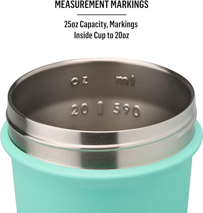 BlenderBottle Strada Sleek Insulated Stainless Steel Water Bottle with Wire Whisk, 25-Ounce, Seafoam (Pack of 1)
