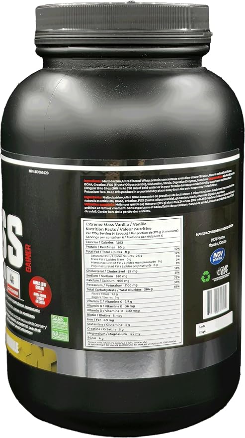 Extreme Mass Gainer Muscle Builder, 5 lbs (2.27 kg) Low Sugar high Calories for Intense Workouts