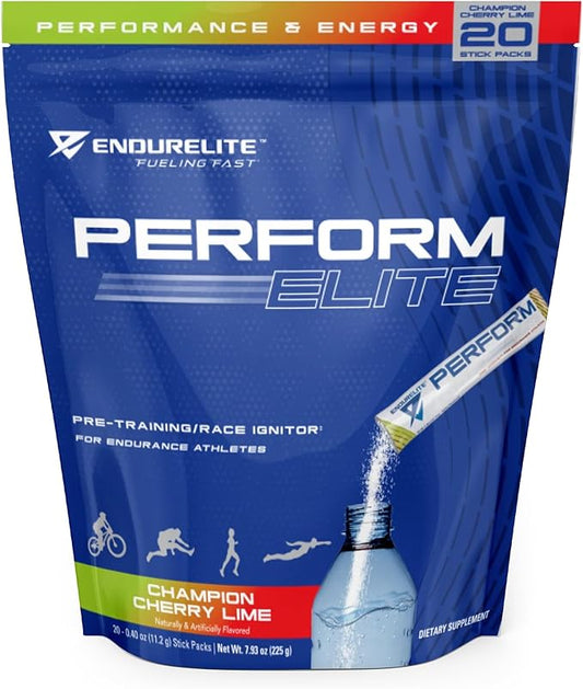 EndurElite Perform Elite- Pre Workout Powder Supplement- Pre-Workout for Endurance Athletes- 20 Serving Bag- Champion Cherry Lime