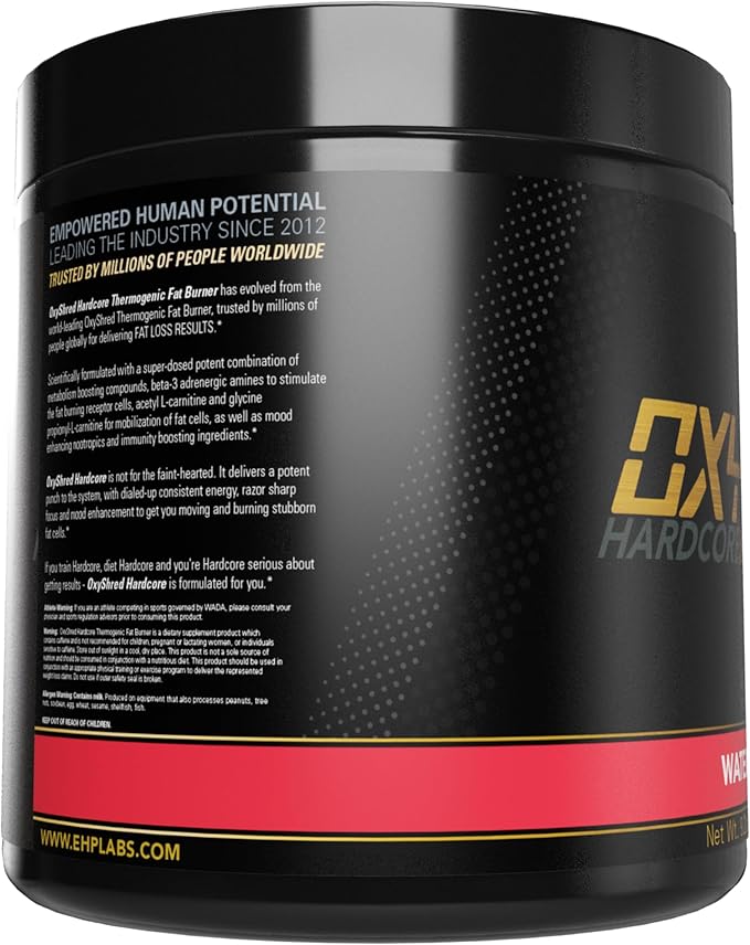 EHP Labs OxyShred Hardcore Super Dosed Pre Workout Powder - Preworkout Powder with L Glutamine & Acetyl L Carnitine, Energy Boost Drink - 275mg of Caffeine - Watermelon Candy, 40 Servings