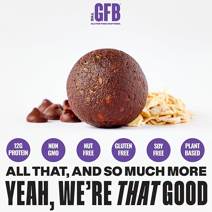 The Gluten Free Brothers Fudge Brownie Bites - Allergen Friendly, Nut Free & Gluten Free Brownie Snacks – Plant Based Vegan Brownie Balls - Non GMO Protein Packed Brownie Energy Balls, 4 oz (6 Count)