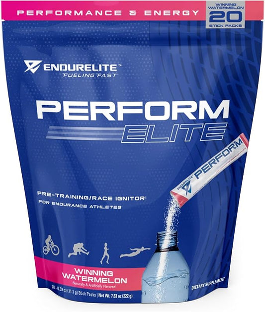 EndurElite Perform Elite- Pre Workout Powder Supplement- Pre-Workout for Endurance Athletes- 20 Serving Bag- Winning Watermelon