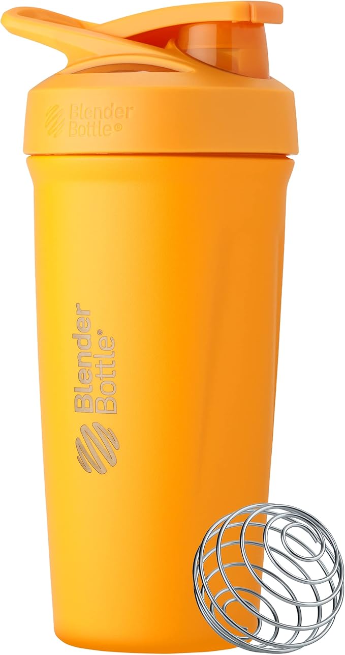 BlenderBottle 24-Ounce Stainless Steel Shaker Cup Bundle with Wire Whisk - Forest and Mango