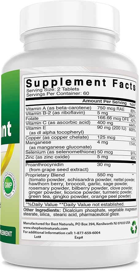 Best Naturals Super Antioxidant Formula 120 Tablets