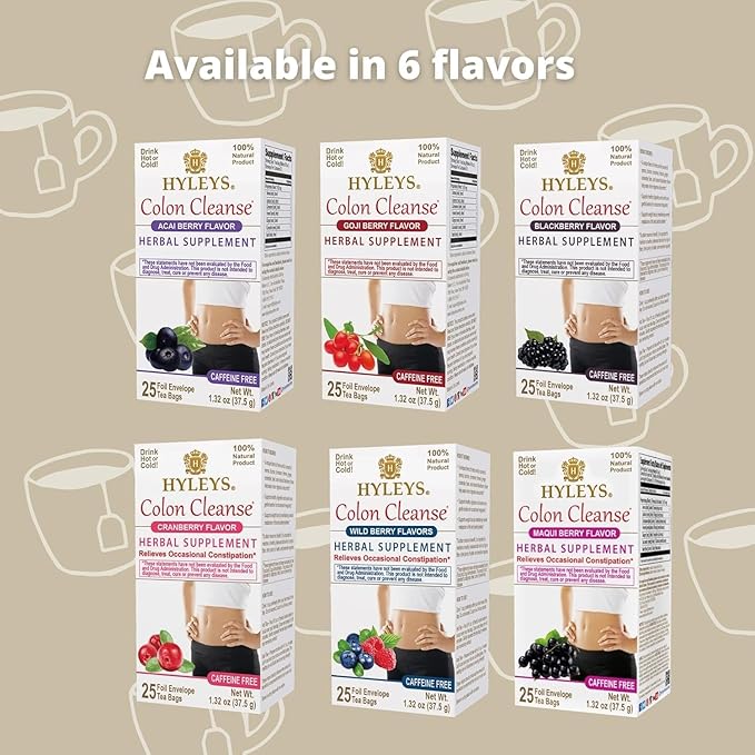 Hyleys Colon Cleanse Tea Cranberry Flavor - 25 Tea Bags (12 Pack - 300 Tea Bags Total)