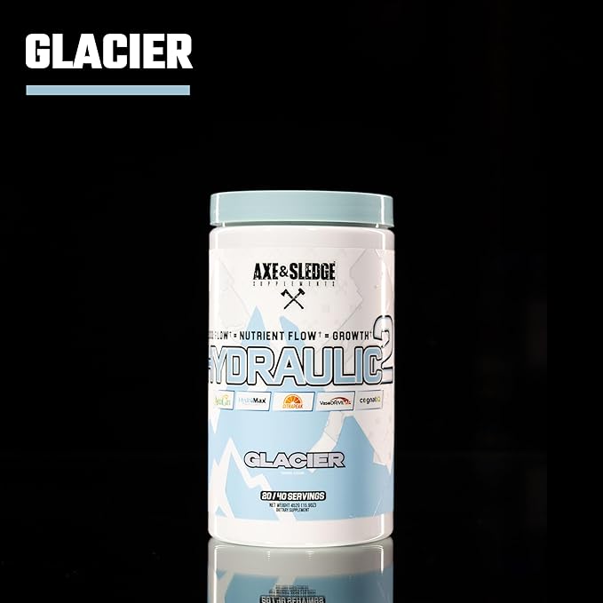 Axe & Sledge Supplements Hydraulic Stimulant-Free Pump Pre-Workout Powder, 40 Servings, (Pack of 1) (Glacier)