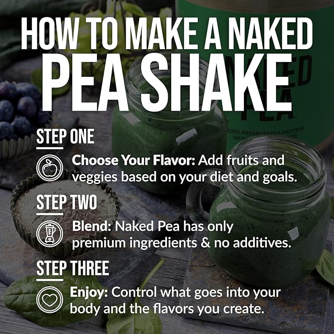 Naked Pea - Chocolate Peanut Butter Protein from US & Canadian Farms, Organic Cocoa, Organic Coconut Sugar - No GMO, No Soy, and Gluten Free, Aid Growth and Recovery - 52 Servings