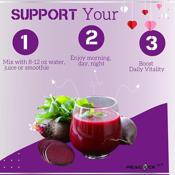 Beetroot Powder, 10.59 oz, 40 Servings - Superfood for Blood Pressure Support, Nitric Oxide Booster, Beet Root Extract, BCAA for Heart Health, Green Tea Extract, Berry Flavor