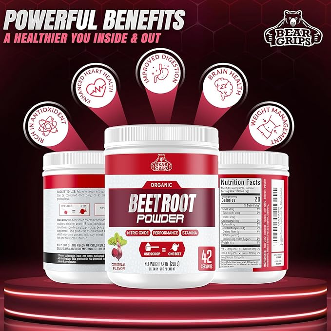 Organic Beet Root Powder - Nitric Oxide Supplement Super Food Beets Supplements, Beet Powder Organic High Blood Pressure Supplements, Beets for High Blood Pressure Support & Heart Health Support
