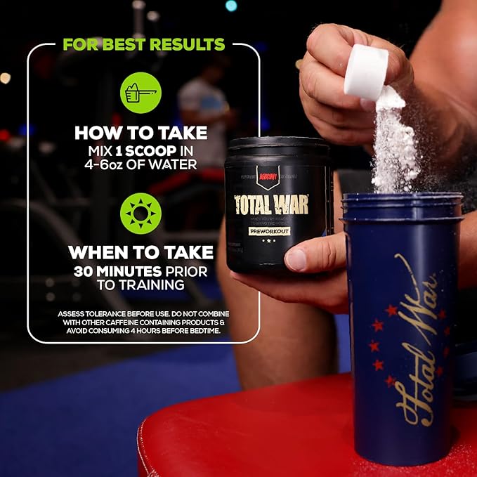 REDCON1 Total War Pre Workout - L Citrulline, Malic Acid, Green Tea Leaf Extract for Pump Boosting Pre Workout for Women & Men - 3.2g Beta Alanine to Reduce Exhaustion, Watermelon 30 Servings