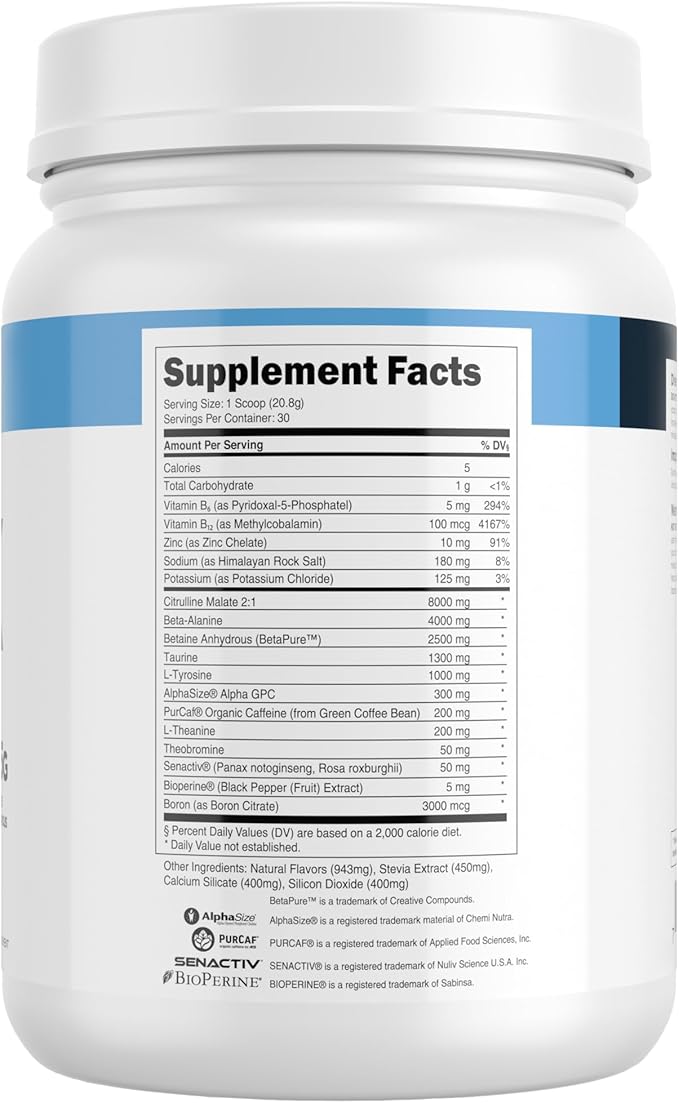 Transparent Labs Bulk Pre Workout Powder - Naturally Sweetened Advanced Pre-Workout Formula for Muscle Building and Strength - 30 Servings, Blue Raspberry
