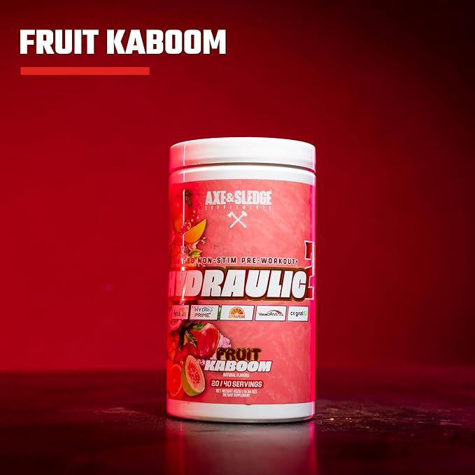 Axe & Sledge Supplements Hydraulic Stimulant-Free Pump Pre-Workout Powder, 40 Servings, (Pack of 1) (Fruit Kaboom)
