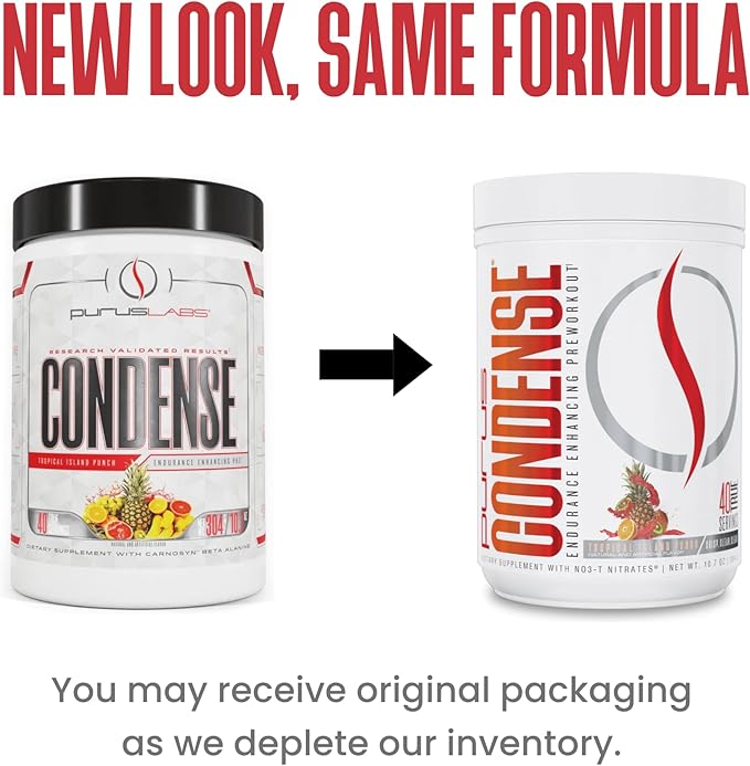 Purus Labs CONDENSE PreWorkout Powder, 40 Servings (Tropical Island Punch)