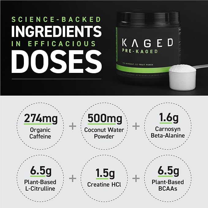 Kaged Original Pre Workout Powder | Pink Lemonade | Pre-Kaged | Formulated with Creatine, Beta Alanine, Pure Caffeine | 20 Servings