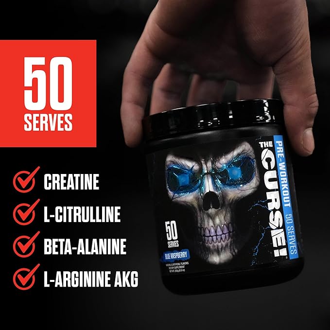 JNX SPORTS The Curse! Pre Workout Powder - Sour Candy 50 Servings | Preworkout: Boost Strength, Energy + Focus for Men & Women | Caffeine, Beta-Alanine, Creatine & L-Citrulline