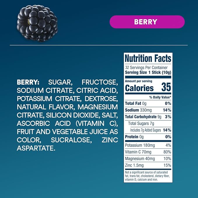 DripDrop Hydration - Berry - Electrolyte Drink Mix Single Serve Hydration Powder Packets | Non-GMO, Gluten Free, Vegan | 32 Sticks