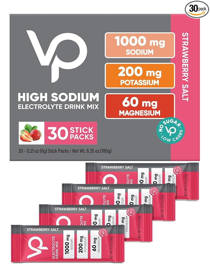 Venture Pal High Sodium Sugar Free Electrolytes Powder Packet - Hydration Packets with Sodium, Potassium & Magneisum | Zero Calories | Vegan | Keto & Paleo Friendly Electrolyte Drink Mix | 30 Stick