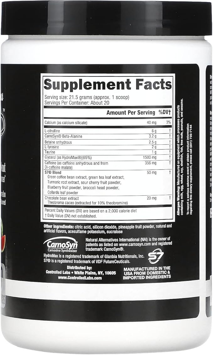 CONTROLLED LABS White Flood Plus, 20 Serv, Workout Optimizer, Endurance & Nitric Oxide Enhancement for Workouts and Training (Juicy Watermelon)