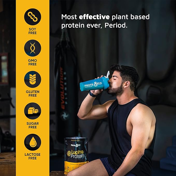 Prote&co Lupine Protein - Lupin-Based Vegan Protein Powder, 24g Plant Based Protein, Non GMO, Soy Free, Gluten Free, Dairy Free, No Sugar Added, Lactose Free, Chocolate Naturally Flavored, 1.63 Lb.