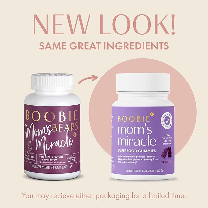Boobie Bears Lactation Support Gummies | Helps As Milk Supply Booster & Supports Immune Health & Hair Growth | Breastfeeding Supplements with Zinc & Elderberry for Milk Supply Increase, 60 Count