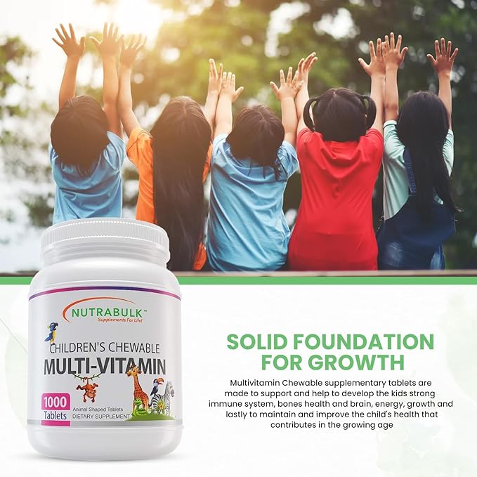Children's Chewable Multivitamin Tablets for Overall Well Being - Fun Animal Shapes & Cherry Flavor- Multivitamins for Kids' Daily Nutritional Needs - 12000 Count (12 Bottles of 1000)