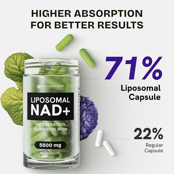 NMN Supplement Alternative - High Absorption NAD, Resveratrol, Berberine, Quercetin, Noni - Liposomal NAD Supplement for Anti Aging, Brain Support, Gut & Joint Heath - 60 Capsules