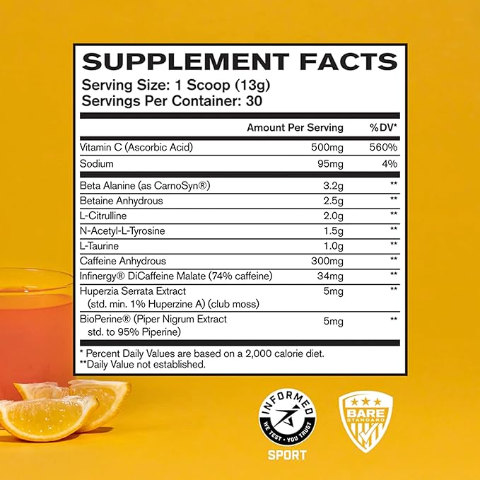 BARE PERFORMANCE NUTRITION BPN Flight Pre Workout, Supports Energy and Mental Focus, Improved Endurance & Muscle Pumps with CarnoSyn® Beta Alanine, Pink Lemonade, 30 Servings