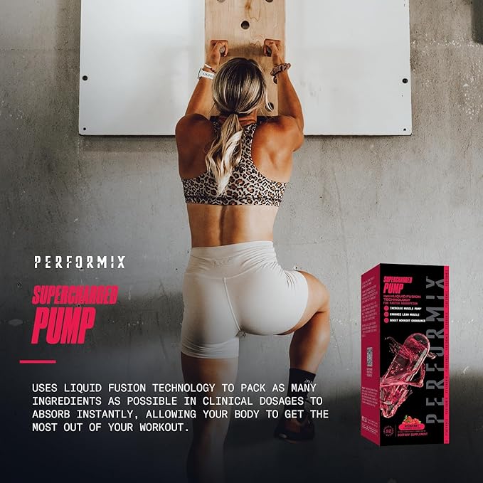 PERFORMIX Supercharged Pump - Nitrosigine® and Betaine Pre-Workout Supplement - Muscle Pump Accelerator - Endurance and Strength Booster (80 Capsules)