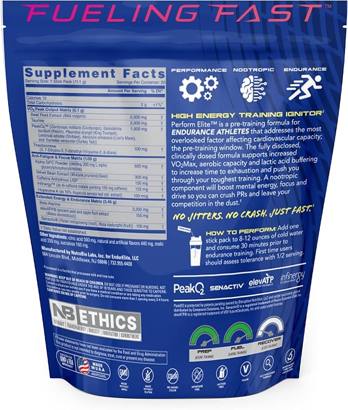 EndurElite Perform Elite- Pre Workout Powder Supplement- Pre-Workout for Endurance Athletes- 20 Serving Bag- Winning Watermelon